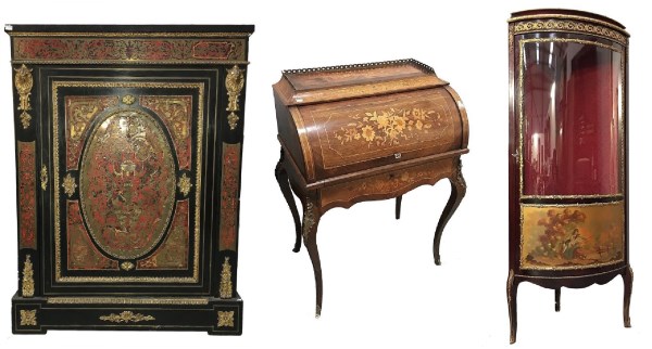 Boule Cabinet and French Inlaid Desk highlight Furniture section
